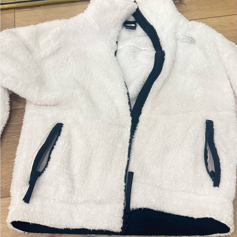 The North Face White and Black Fleece Jacket